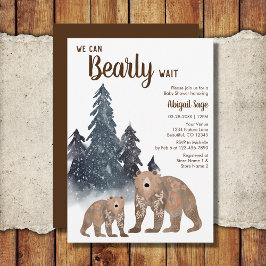 Invitación Baby Shower Scandi Bear Winter Neutral Bearly Wait