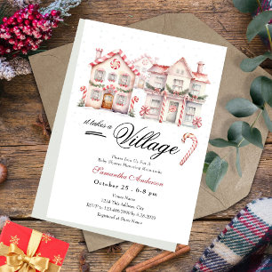 Invitación Baby Shower Se Necesita un Pueblo Invierno