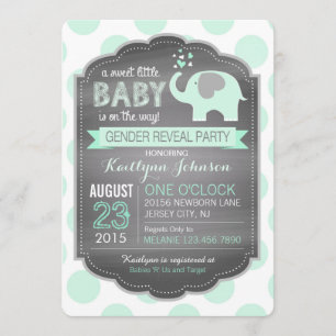 Invitación Baby Shower Seafoam Elephant Dot