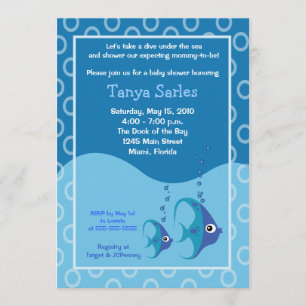 Invitación Baby Shower Sealife Fish Ocean 5x7
