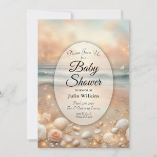 Invitación Baby Shower Seaside Sparkle and Sunset Dreams