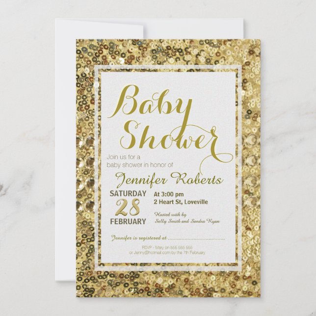 Invitación Baby Shower | Secuencias de oro (Anverso)
