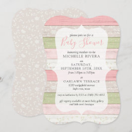 Invitación Baby Shower Shabby Pink & Sage Green Rusood