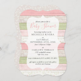 Invitación Baby Shower Shabby Pink & Sage Green Rusood