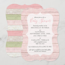 Baby Shower Shabby Pink & Sage Green Rustic Wood I