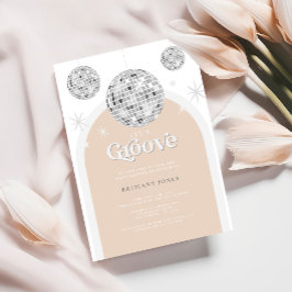 Invitación Baby Shower Silver Retro Disco Groovy