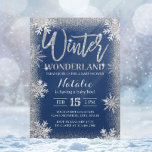 Invitación Baby Shower Silver Snowflakes Winter Wonderland<br><div class="desc">El Purpurina Plata Moderno Blue Winter Snowflakes Baby Shower Invitaciones.</div>