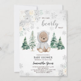 Invitación Baby Shower Silver Winter Bear