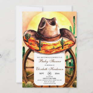Invitación Baby Shower simple Boho Boot Cowboy