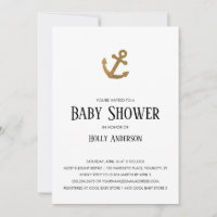 Baby Shower simple de ancla Purpurina dorada