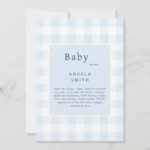 Invitación Baby Shower simple de Blue Gingham