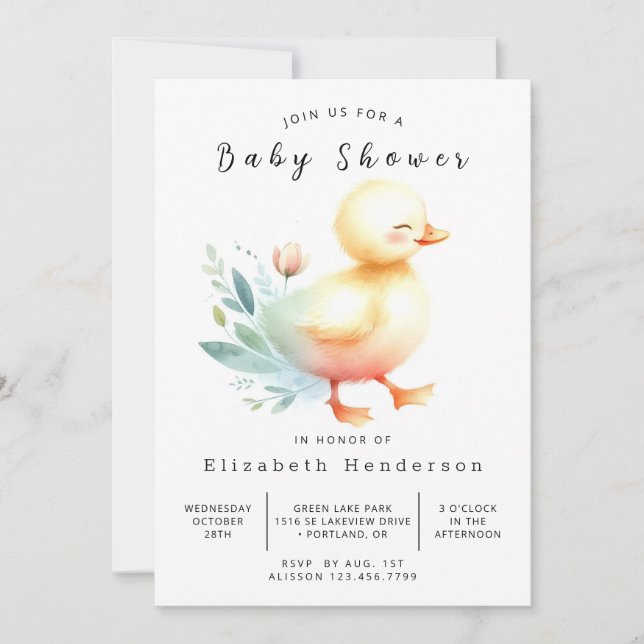 Invitación Baby Shower simple de disco digital (Anverso)