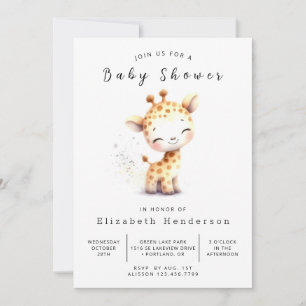 Invitación Baby Shower simple de jirafa en línea