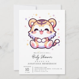Invitación Baby Shower simple de tigre