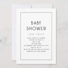 Invitación Baby Shower simple en blanco y negro