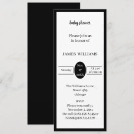 Invitación Baby Shower simple en blanco y negro personalizado