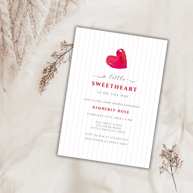 Invitación Baby Shower simple pequeño amor Stripe (Simple Little Sweetheart Stripe Baby Shower Invitation)