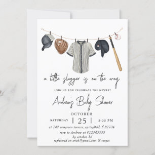 Invitación Baby Shower simple personal de béisbol