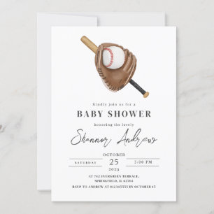 Invitación Baby Shower simple personal de béisbol