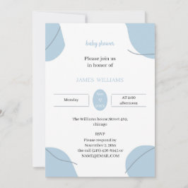 Invitación Baby Shower simple Personalizado azul claro