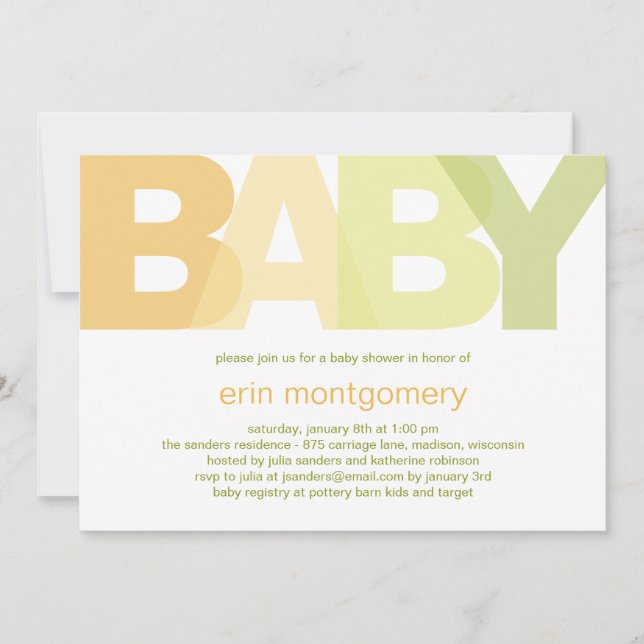 Invitación Baby Shower simple y moderna - Neutral (Anverso)