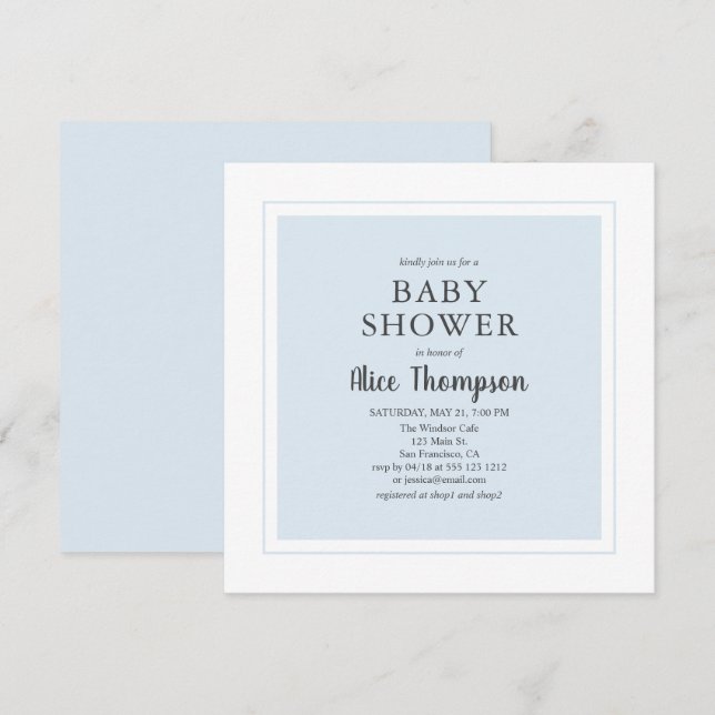 Invitación Baby Shower simple y moderno (Anverso / Reverso)