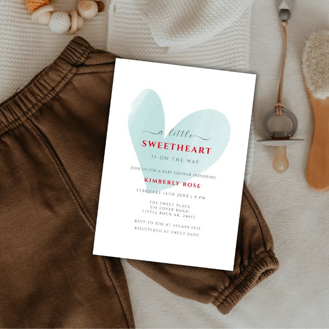 Invitación Baby Shower simple y pequeño (Simple Little Sweetheart Baby Shower Invitation)