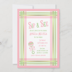 Invitación Baby Shower Sip y See   Ganado lechero rosado