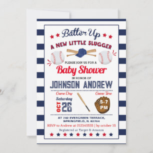 Invitación Baby Shower Slugger All Star