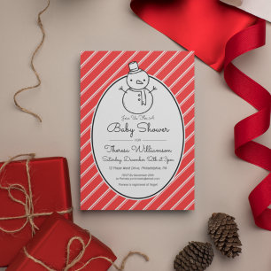 Invitación BABY SHOWER   Snowman Candy Cane