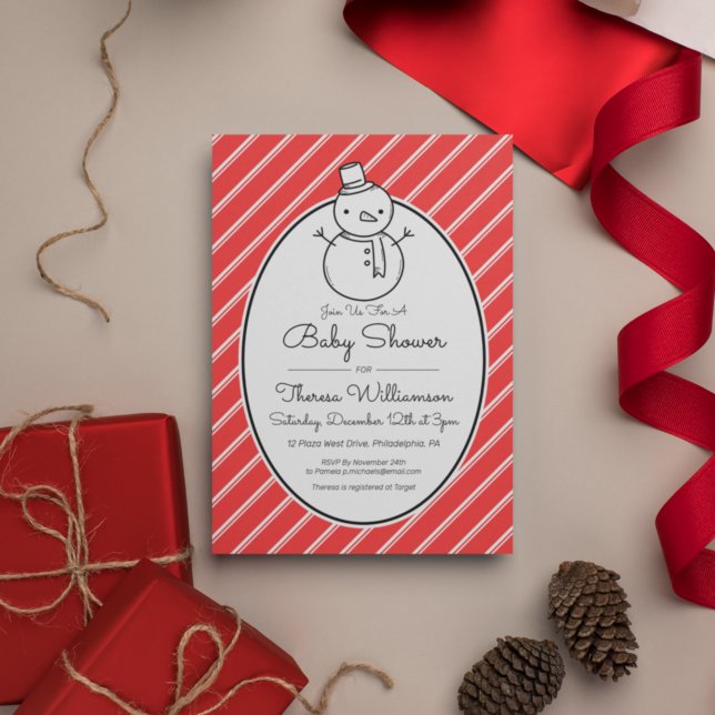 Invitación BABY SHOWER | Snowman Candy Cane (Subido por el creador)