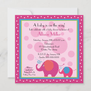 Invitación Baby Shower sobre elefantes brillantes y divertido