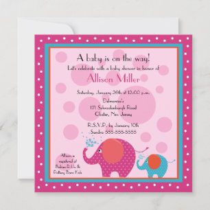 Invitación Baby Shower sobre elefantes brillantes y divertido
