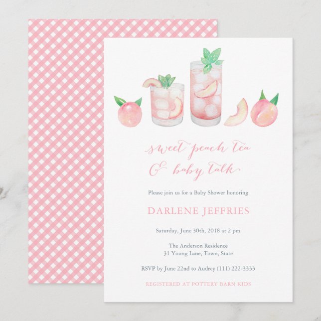 Invitación Baby Shower Southern Traditions para Chica (Anverso / Reverso)