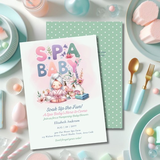 Invitación Baby Shower Spa - Pamper Day Mint Green (Subido por el creador)
