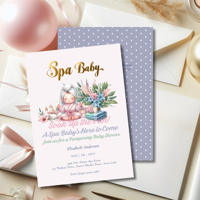 Invitación Baby Shower Spa - Pamper Day Pastel Shades (Subido por el creador)
