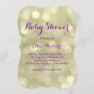 Invitación Baby Shower Sparkly Purple & Gold