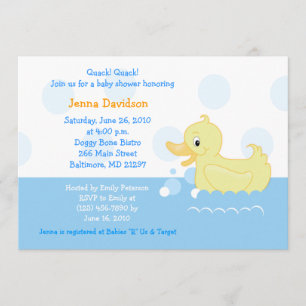 Invitación Baby Shower Splish Splash Duck 5x7