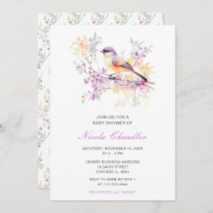 Invitación Baby Shower Spring Cute Bird