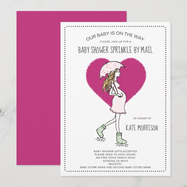 Invitación Baby Shower Sprinkle (Anverso / Reverso)