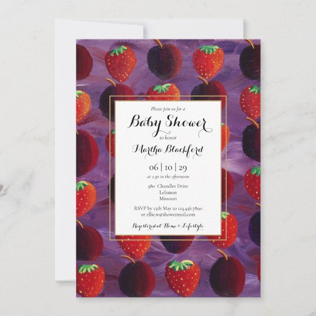 Invitación Baby Shower/Sprinkle del país de los frutos rojos (Anverso)