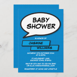 Invitación Baby Shower Sprinkle Moderno Boy Blue Fun