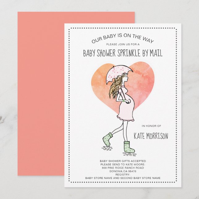 Invitación Baby Shower Sprinkle Por Correo (Anverso / Reverso)