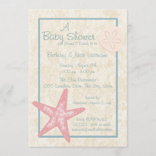 Invitación Baby Shower Starfish and Sand Dollar