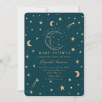 Baby Shower Stars Cute Moon Golden Galaxy