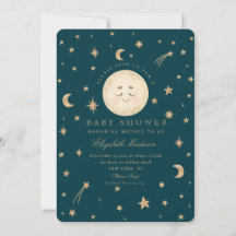 Baby Shower Stars Cute Moon Golden Galaxy