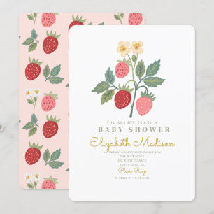 Invitación Baby Shower Strawberry Bouquet Blossom