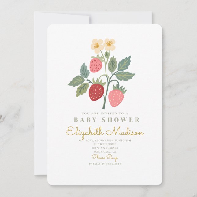 Invitación Baby Shower Strawberry Bouquet Blossom (Anverso)