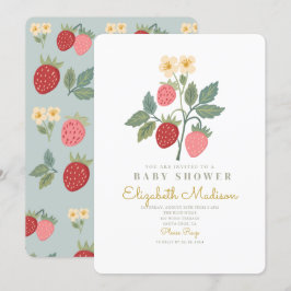 Invitación Baby Shower Strawberry Bouquet Blossom