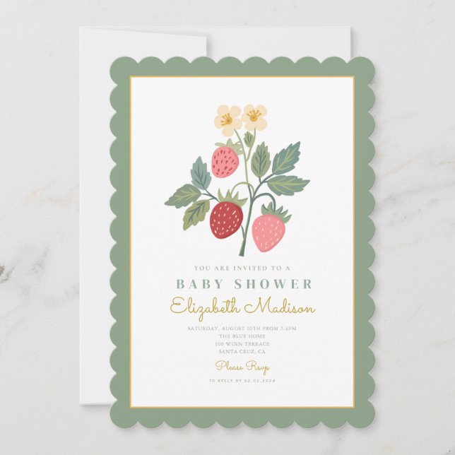 Invitación Baby Shower Strawberry Bouquet Blossom (Anverso)